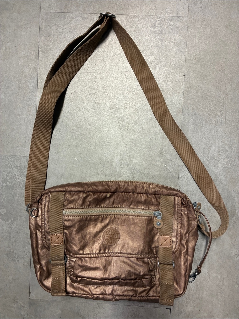 Kipling Metallic Bronze Crossbody Bag